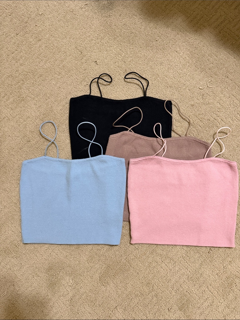 Spaghetti Strap Knit Crop Top - Pink, Blue, Black, Brown set fashion nova
